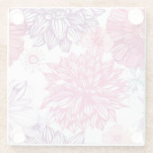 Muster mit rosa Astern und Dahlie Glasuntersetzer (Rückseite)