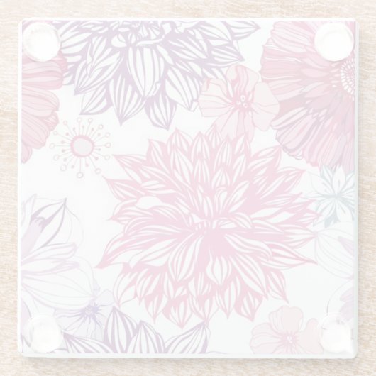 Muster mit rosa Astern und Dahlie Glasuntersetzer (Rückseite)