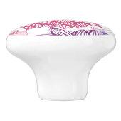 Muster mit rosa Astern und Dahlie Keramikknauf (Seitenansicht)