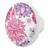 Muster mit rosa Astern und Dahlie Keramikknauf (Rechts)