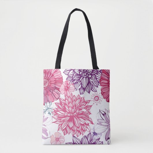 Muster mit rosa Astern und Dahlie Tasche (Vorderseite)