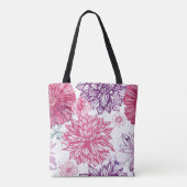 Muster mit rosa Astern und Dahlie Tasche (Rückseite)