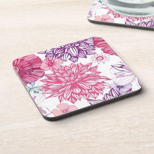 Muster mit rosa Astern und Dahlie Untersetzer (Linke Seite)