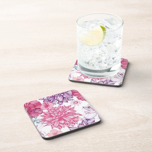 Muster mit rosa Astern und Dahlie Untersetzer (Rechte Seite)