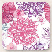 Muster mit rosa Astern und Dahlie Untersetzer (Vorderseite)