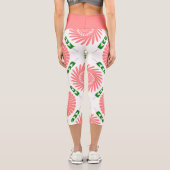 Muster mit rosa Blume Capri Leggings (Rückseite)