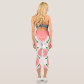 Muster mit rosa Blume Capri Leggings (Rückseite)
