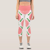 Muster mit rosa Blume Capri Leggings (Vorderseite)
