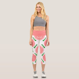 Muster mit rosa Blume Capri Leggings