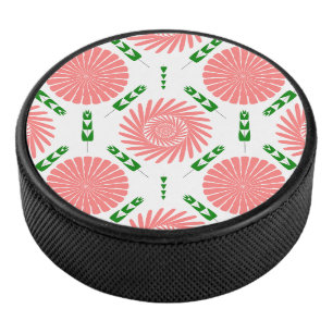 Muster mit rosa Blume Eishockey Puck