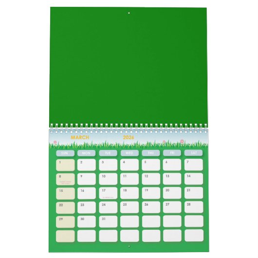 Muster mit rosa Blume Kalender (Mär 2026)