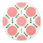 Muster mit rosa Blume Keramikknauf (Vorderseite)