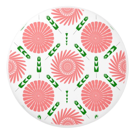 Muster mit rosa Blume Keramikknauf (Vorderseite)