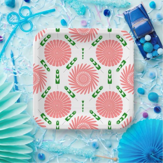 Muster mit rosa Blume Pappteller (Party)