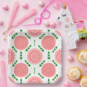 Muster mit rosa Blume Pappteller (Party)