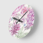 Muster mit rosa Blume Runde Wanduhr (Winkel)