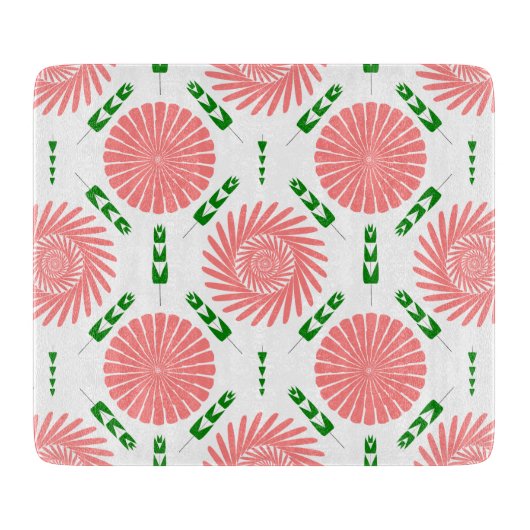 Muster mit rosa Blume Schneidebrett (Vorderseite)