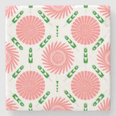 Muster mit rosa Blume Steinuntersetzer (Vorderseite)