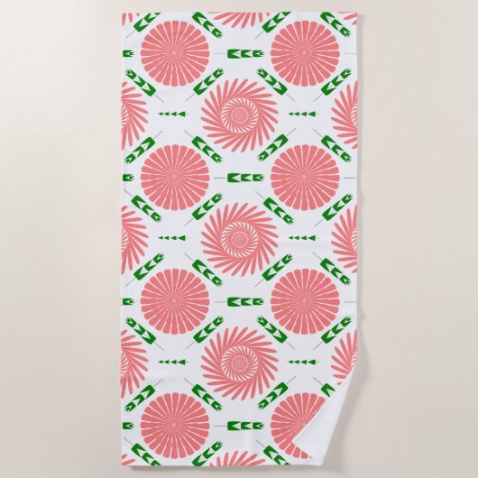 Muster mit rosa Blume Strandtuch (Vorderseite)