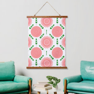 Muster mit rosa Blume Wandteppich Mit Holzrahmen