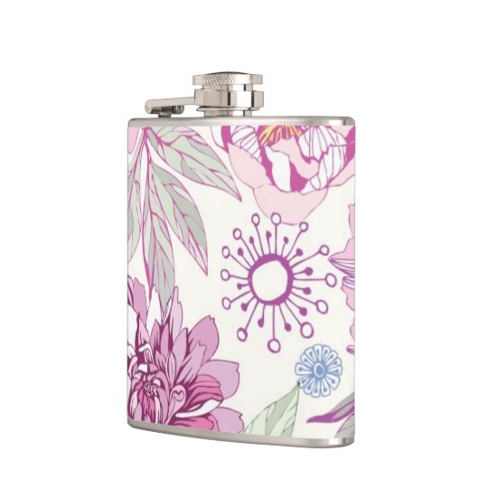 Muster mit rosa Blumen Flachmann (Links)