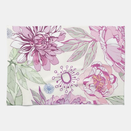 Muster mit rosa Blumen Handtuch (Horizontal)