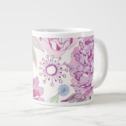 Muster mit rosa Blumen Jumbo-Tasse (Vorderseite Rechts)