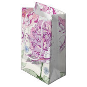 Muster mit rosa Blumen Kleine Geschenktüte (Vorderseite Schrägansicht)