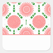 Muster mit rosa Blumen Quadratischer Aufkleber (Vorderseite)
