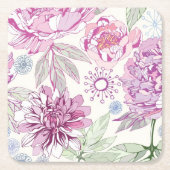 Muster mit rosa Blumen Rechteckiger Pappuntersetzer (Vorderseite)
