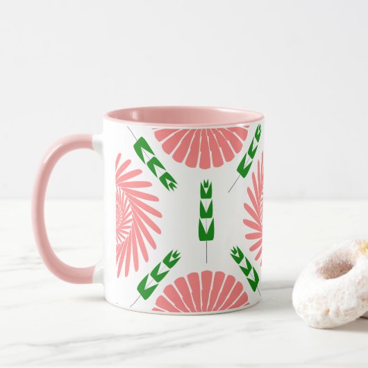 Muster mit rosa Blumen Tasse (Mit Donut)