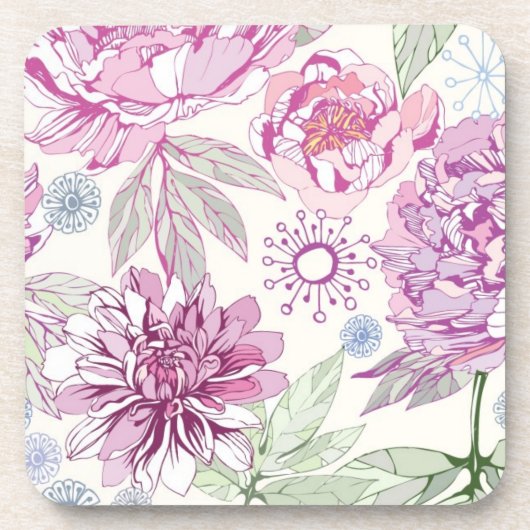 Muster mit rosa Blumen Untersetzer (Vorderseite)