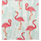 Muster mit rosa Flamingo-Ornamenten im Hintergrund Duschvorhang (Vorderseite)