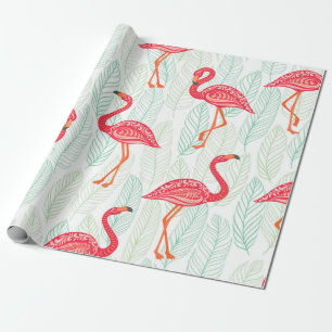 Muster mit rosa Flamingo-Ornamenten im Hintergrund Geschenkpapier