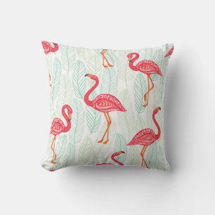 Muster mit rosa Flamingo-Ornamenten im Hintergrund Kissen