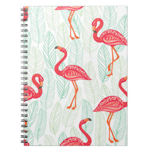 Muster mit rosa Flamingo-Ornamenten im Hintergrund Notizblock