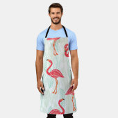 Muster mit rosa Flamingo-Ornamenten im Hintergrund Schürze (Getragen)