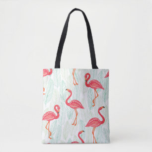 Muster mit rosa Flamingo-Ornamenten im Hintergrund Tasche