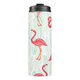 Muster mit rosa Flamingo-Ornamenten im Hintergrund Thermosbecher
