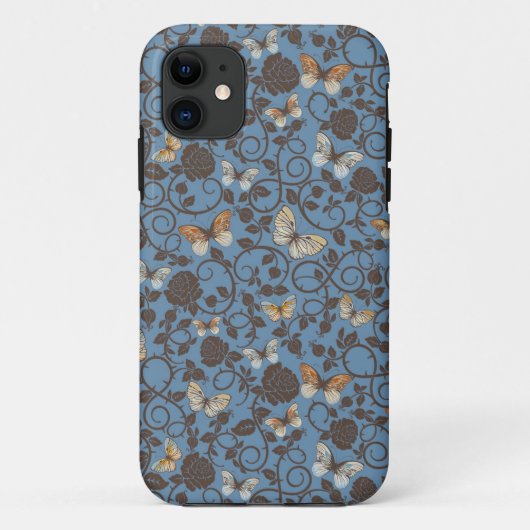 Muster mit Rosen und Schmetterling Case-Mate iPhone Hülle (Rückseite)