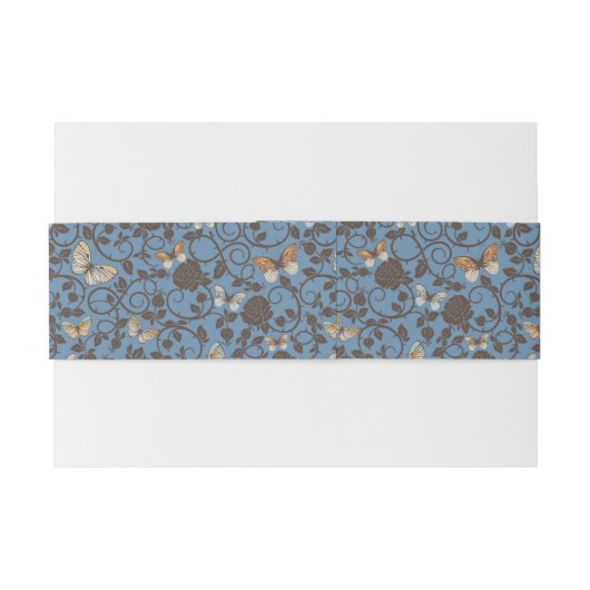 Muster mit Rosen und Schmetterling Einladungsbanderole (Rückseitenbeispiel)