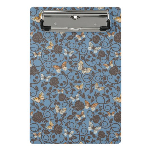 Muster mit Rosen und Schmetterling Mini Klemmbrett (Vorderseite)