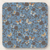 Muster mit Rosen und Schmetterling Untersetzer (Vorderseite)