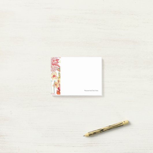 Muster mit roten Blume Post-it Klebezettel (Auf Schreibtisch)