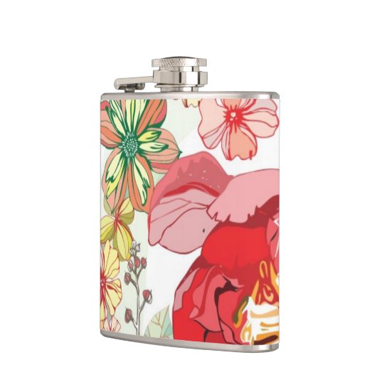 Muster mit roten Blumen Flachmann (Links)