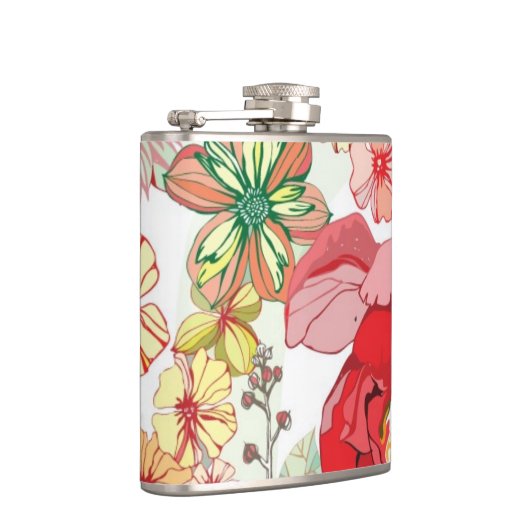 Muster mit roten Blumen Flachmann (Rechts)