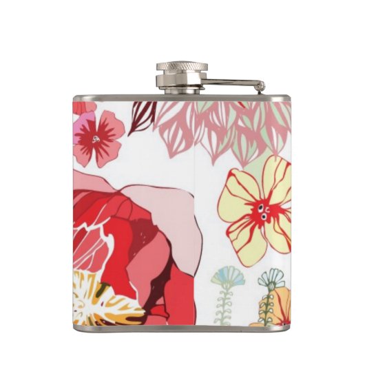 Muster mit roten Blumen Flachmann (Rückseite)