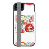 Muster mit roten Blumen Incipio iPhone Geldbeutel-Hülle (Folio Rückseite)