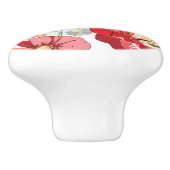 Muster mit roten Blumen Keramikknauf (Seitenansicht)