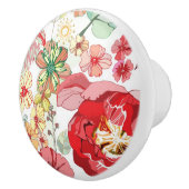 Muster mit roten Blumen Keramikknauf (Rechts)